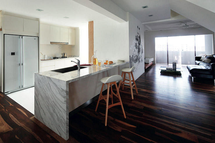10 stylish open-concept kitchens with peninsula counters in HDB flats